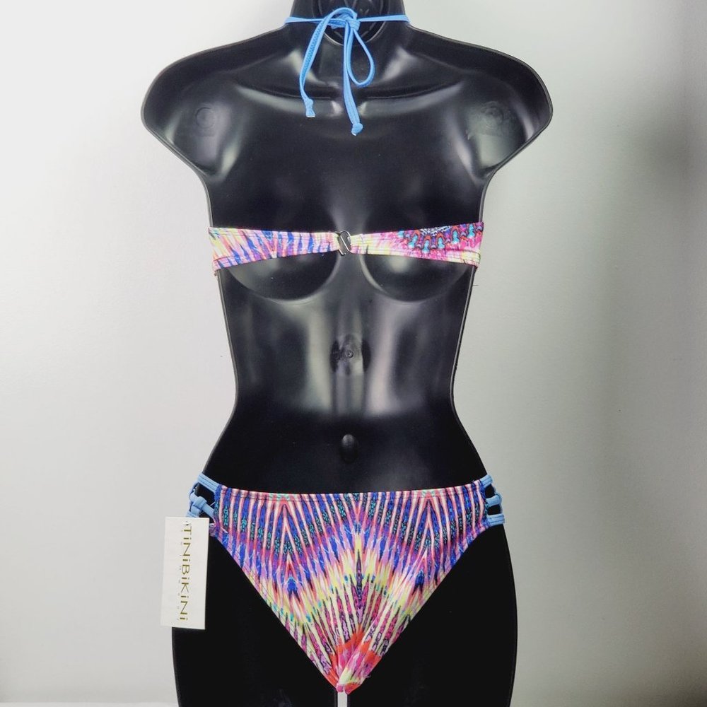 Tini Bikini Tie Dye Strappy Two Piece Swimsuit Sz XS - Picture 2 of 11